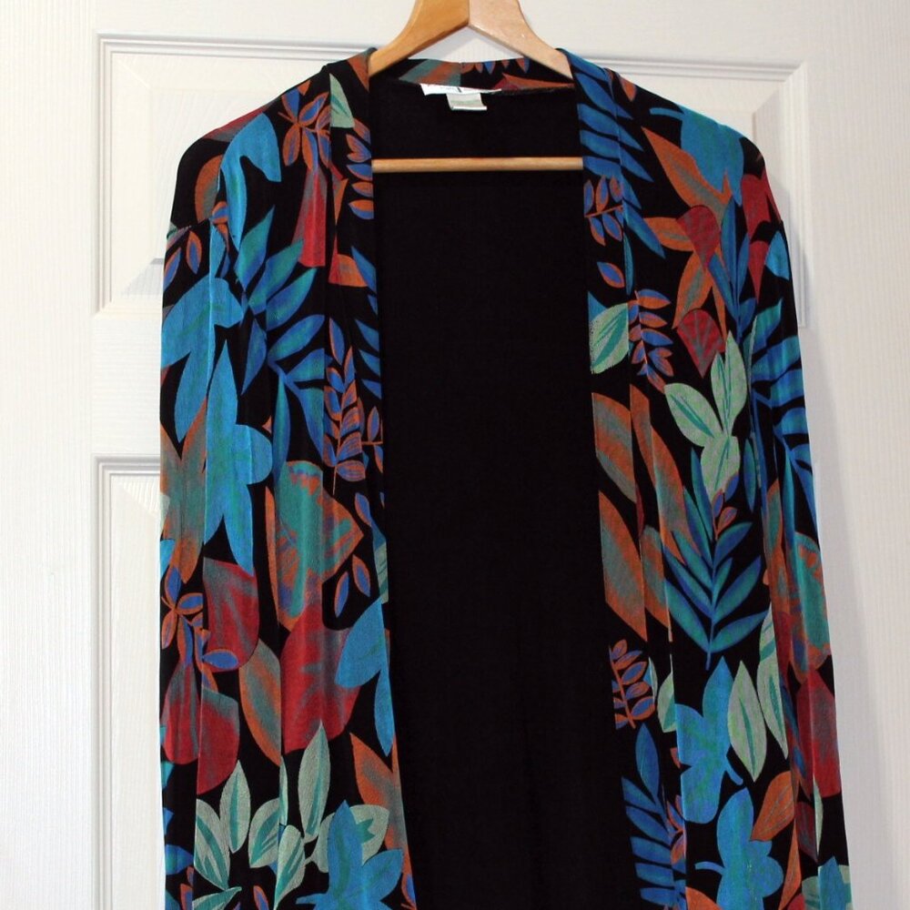 Slinky Travel Knit Top, Dressy, Cardigan Style, Sz XL